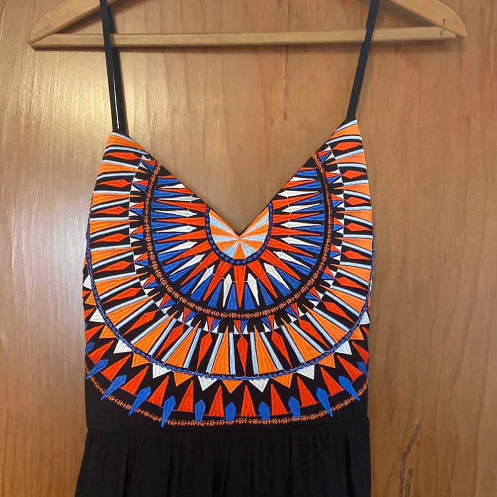 Black Boho Print Maxi Dress